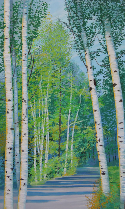 spring greens oil and wax on canvas